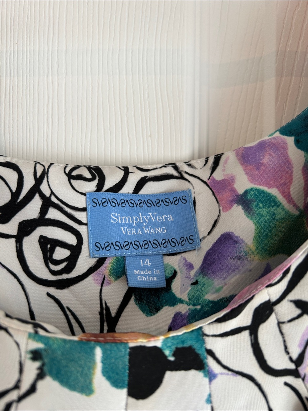Simply Vera Vera Wang Multicolor Floral Sundress with Red Straps and Purple Hem - Picture 2 of 4